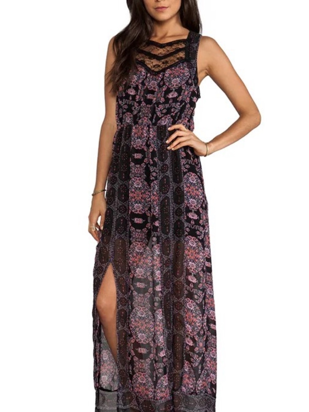 Free People Moraccan Printed Maxi Dress with Pink Floral Print